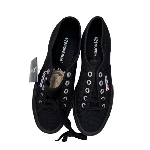 Superga Womens 2750 Cotu Nero Classic Black Canvas Sneakers Size 37 New With Box - Picture 10 of 11
